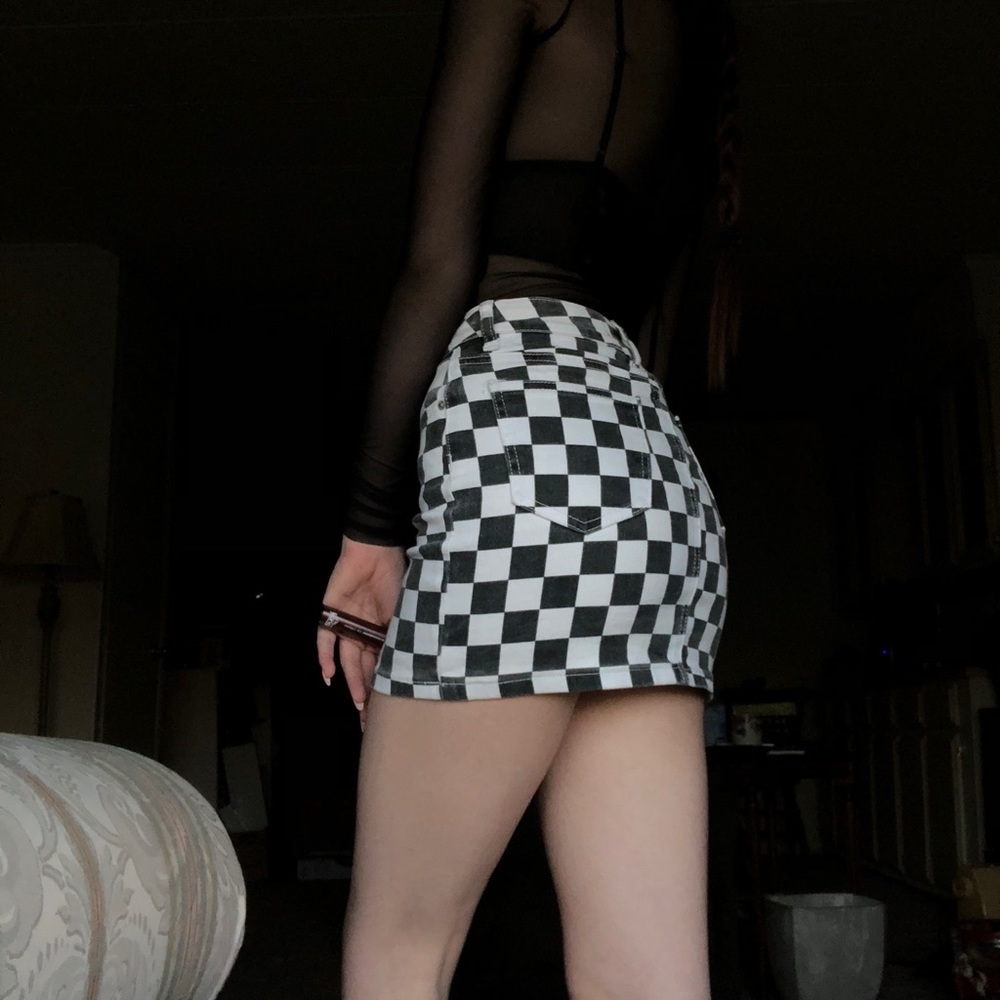 Jean Checkered Mini-Skirt
